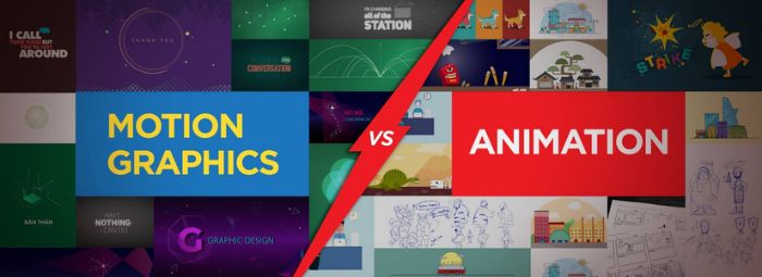 Motion graphics và animation sẽ được sử dụng cho những trường hợp khác nhau
